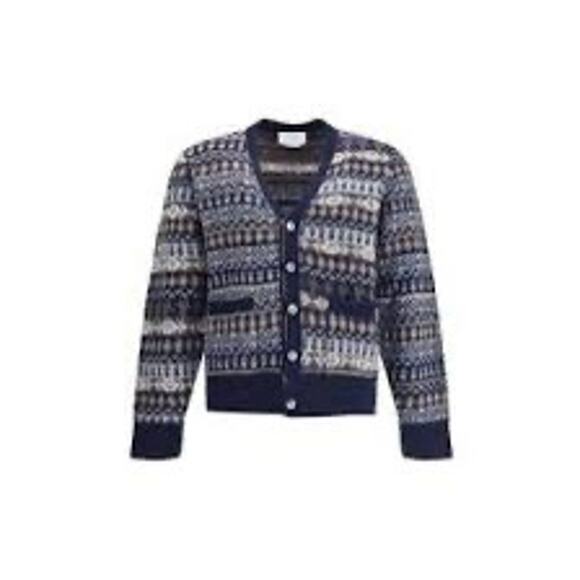 American Portrait Grandpa Cardigan Men's Sweater Blue Made in USA 90s - Size‎ XL - Picture 1 of 5